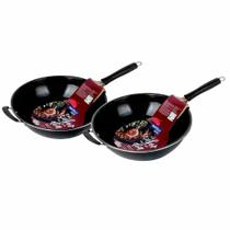 Kits Frigideira Grande Profissional Para Restaurante Wok 34cm 3L Teflon Antiaderente Carne Peixe Yakissoba A645163 Quant
