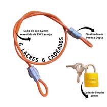Kits Lacre de Segurança Multiuso 35cm + Cadeado Simples 20mm - Trava Porta Bolsa Bike Kits Lacre de Segurança Multiuso 35cm + Cadeado Simples 20mm - Trava Porta Bolsa Bike