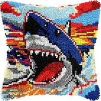 Kits Latch Hook veirousa Shark para adultos com fronha pré-impressa