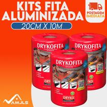 Kits Manta Asfaltica em Fita de Aluminio 20cm x 10m Drykofita