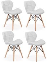 Kitt 04 Cadeiras Charles Eames Eiffel Slim Wood Estofada Cor Branco Kitt 04 Cadeiras Charles Eames Eiffel Slim Wood Estofada Cor Branco