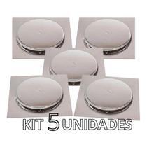 KitT 5 Ralos Click Inteligente Quadrado para Banheiro 10x10 cm Veda Cheiro Inox