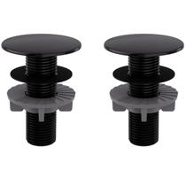 Kkit 2 Plug Tapa Furo Preto Acabamento Redondo Torneira Balcão Parede Bidê Blukit 50mm