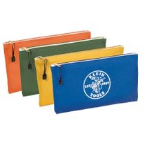 Klein Tools 5140 Saco de zíper de lona, bolsa de ferramentas, saco de ferramentas, saco de utilidade, saco de depósito bancário, 12,5 x 7 polegadas, azeitona/laranja/azul/amarelo 4-Pack