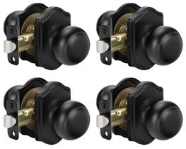 Knob Door Knob Goldenwarm Matte Black Passage for Hallway, pacote com 4
