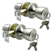 Knob Door Knob JO.KO Round Ball Lock em aço inoxidável acetinado, pacote com 2 unidades