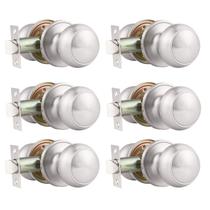 Knob Door Knob Probrico Round Passage, níquel acetinado, pacote com 6