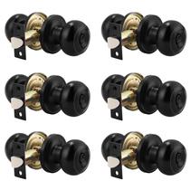Knob Door Knob Probrico Round Privacy Keyless Black, pacote com 6