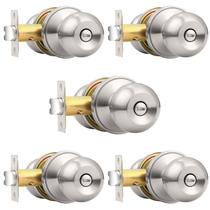 Knob Doorknob Probrico Brush Nickel Round Ball Privacy, pacote com 5 Knob Doorknob Probrico Brush Nickel Round Ball Privacy, pacote com 5