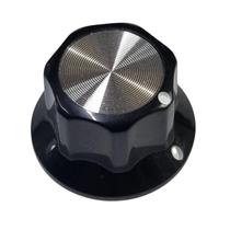 Knob Estilo Moog Grande Preto Aluminio Escovado Ronsani