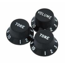 Knob Guitarra Preto Sendo 2 Tone + 1 Volume Kit Stratocaster