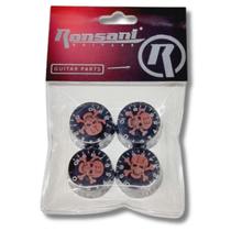 Knob Les Paul Sg Caveira Preto E Vermelho Kit Com 4 Ronsani