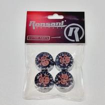 Knob Les Paul Sg Caveira Preto E Vermelho Kit Com 4 Ronsani