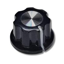 Knob Mini Moog Preto Estriado ABS Topo Aluminio Escovado Unidade