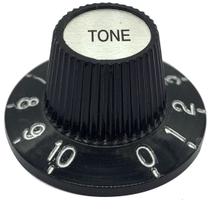 Knob Vintage Plástico Tone guitarra KDT preto e cromo