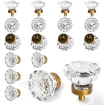 Knobs de gabinete CEYMIO Crystal, pacote com 16, 3,6 cm, latão antigo