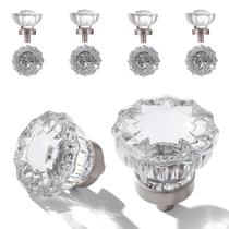 Knobs de gabinete CEYMIO, pacote com 8, 3,6 cm, base prateada de vidro transparente