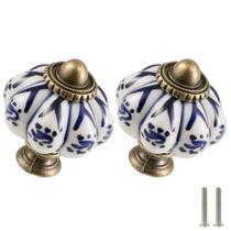 Knobs de gabinete de cerâmica Zernmiarder, pacote com 12, azul marfim, 3,5x4 cm