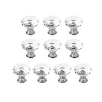 Knobs de gabinete de cristal MDPLY, pacote com 10 mm, transparente de diamante