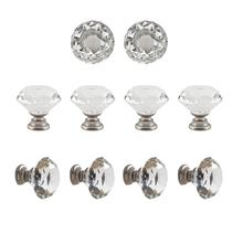 Knobs de gabinete YEMCHI, 30 mm, cristal transparente, níquel, pacote com 10