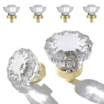 Knobs de vidro Crystal Knobs CEYMIO de 3,6 cm, pacote com 4 unidades em ouro escovado