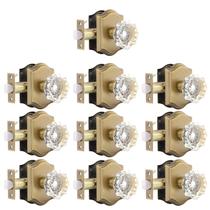 Knobset de porta Gobrico, latão antigo com cristal transparente, pacote com 10 Knobset de porta Gobrico, latão antigo com cristal transparente, pacote com 10
