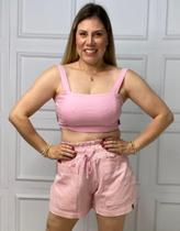KO 3562 - TOP LINHO - Rosa - CROPPED Tamanho:M