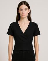 KO 3691 - BLUSA RIBANA CANELADA cor:PretoTamanho:P