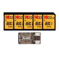 KODAK 32GB Clase 10 UHS-I SDHC Tarjetas de Memoria Paquete de 5 con Lector USB KODAK 32GB Clase 10 UHS-I SDHC Tarjetas de Memoria Paquete de 5 con Lector USB