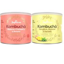 Kombuchá 2 Potes de 200g Hibisco Amora / Gengibre Abacaxi kombucha Lata Grande Supraervas