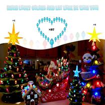 KonohaELF Cerâmica Christmas Tree Replacement Lights/Bulbs, Cerâmica Tree Medium Twist Light Ornaments- Blue Tree Pegs (87 Bulbs + 2 Topper Star)
