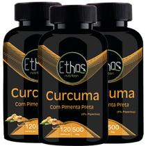 Kt 3 Cúr cuma Pimenta Preta 120 Cápsulas 500mg Premium Ethos Nutrition Kt 3 Cúr cuma Pimenta Preta 120 Cápsulas 500mg Premium Ethos Nutrition
