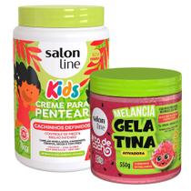 Kt Creme De Pentear Salon Line Cachinhos Definidos Kids 1kg E Gelatina Salon Line Todecacho Melancia Kids 550g
