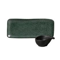 Kt Travessa Retangular com Molheira Orgânico Greenery 22x9cm Kt Travessa Retangular com Molheira Orgânico Greenery 22x9cm