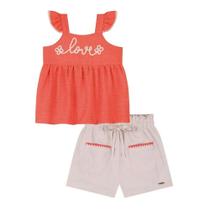 Kukie Conjunto Bata Linho e Shorts Coral Kukie Conjunto Bata Linho e Shorts Coral
