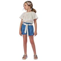 Kukie Conjunto Blusa Boxy e Shorts Jeans Kukie Conjunto Blusa Boxy e Shorts Jeans