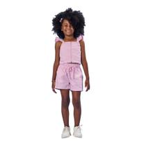 Kukie Conjunto Blusa Cropped e Shorts Sarja Rosa Kukie Conjunto Blusa Cropped e Shorts Sarja Rosa
