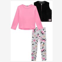 Kukie Trio Blusa Colete e Legging Rosa