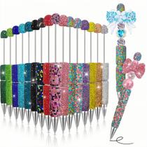 KUNHEHO Canetas esferográficas retráteis com miçangas e glitter, 16 peças, com strass KUNHEHO Canetas esferográficas retráteis com miçangas e glitter, 16 peças, com strass