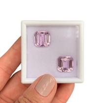 Kunzita Pink Asscher Baguete Par 24,69ct