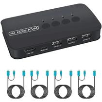 Kvm Hdmi 4 Portas Com Usb 4k