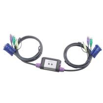 Kvm switch 2cpu ps/2 c/ 2 cabos integrados 1,2m cs-62a