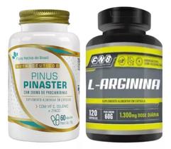 L- Arginina 100% Pura 120 Cáps + Pinus Pinaster Com Procianidinas 200mg + Vitamina E + Selênio + Zinco 60 Cápsulas