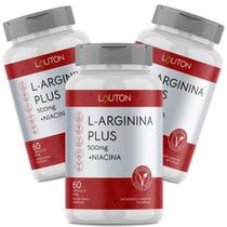 L-Arginina Plus 500mg com Niacina Premium Vegano Lauton - Kit 3 potes