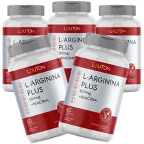 L-Arginina Plus 500mg com Niacina Premium Vegano Lauton - Kit 5 potes
