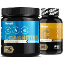 L-Carnitina 200g em Pó + Vitamina C 120 Caps Growth