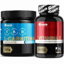 L-Carnitina em Pó 200g + Vitamina E 75 Caps Growth
