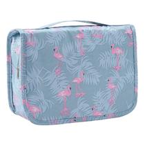 L & FY Multifuncional Portable Travel Toiletry Bag Cosméticos Maquiagem Bolsa Toiletry Case Wash Organizer (Flamingo Azul Claro)