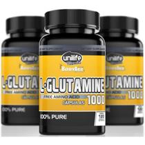 L-Glutamina Amino Ácido 120 Cápsulas de 1000mg Kit com 3
