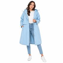 L.L.Bean Parka Feminina Impermeável Azul Claro Longa c/ Capuz Plus Size 2X